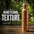 Special Edition Diamond-Cut Honeycomb Copper Water Bottle | Textured Anti-Slip Grip