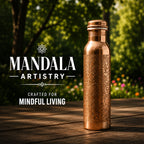 Special Edition Mandala Engraved Copper Water Bottle | Spiritual Wellness & Meditation Design