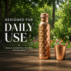 Special Edition Diamond-Cut Honeycomb Copper Water Bottle | Textured Anti-Slip Grip