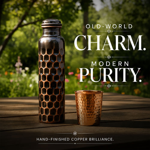 Special Edition Antique Black Diamond-Cut Copper Water Bottle | Vintage Heritage Collection TAMRA EST1956