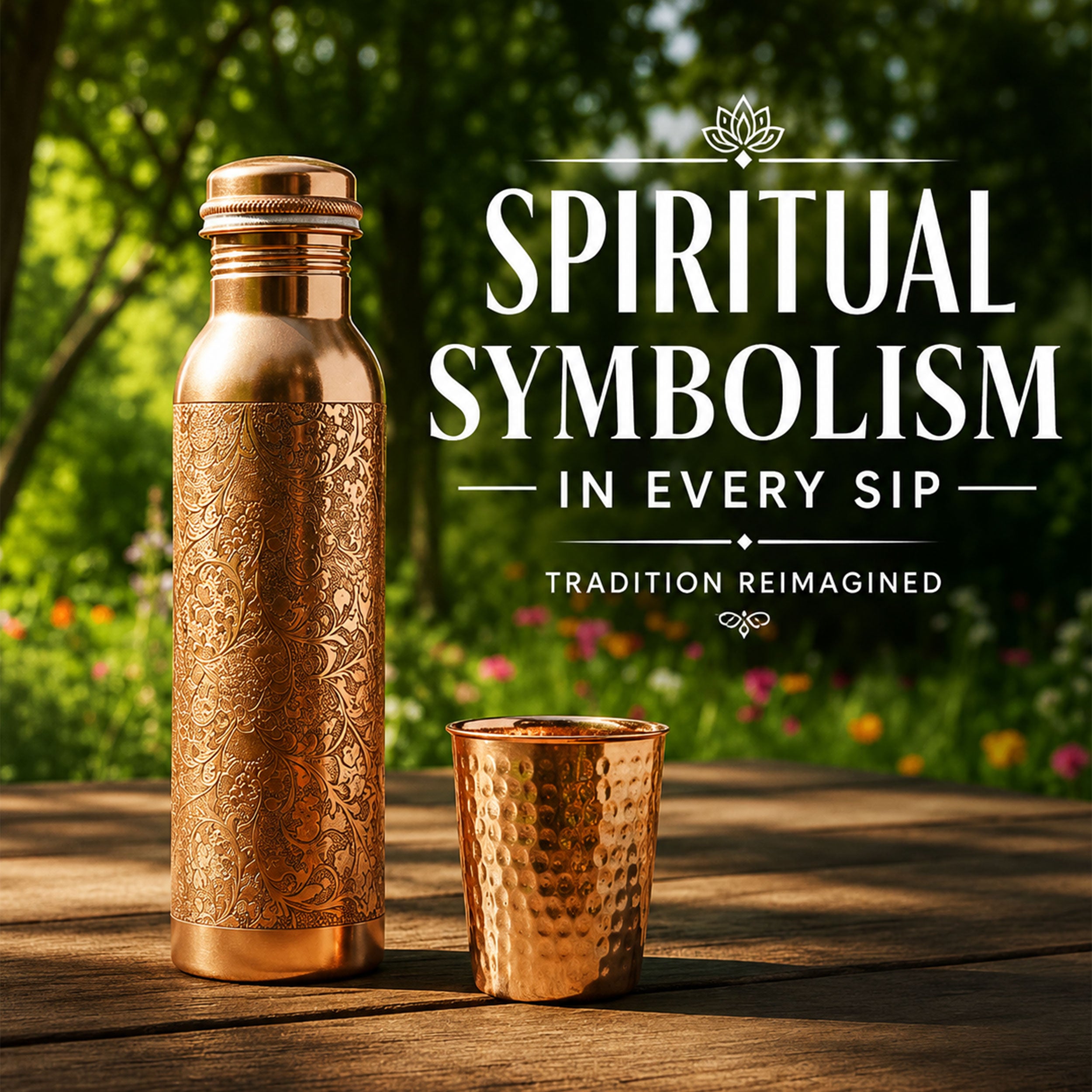 Special Edition Mandala Engraved Copper Water Bottle | Spiritual Wellness & Meditation Design