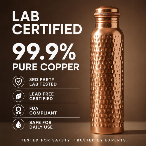 Certified Ayurveda® Pure Copper Water Bottles - V2 Hand-Hammered Edition