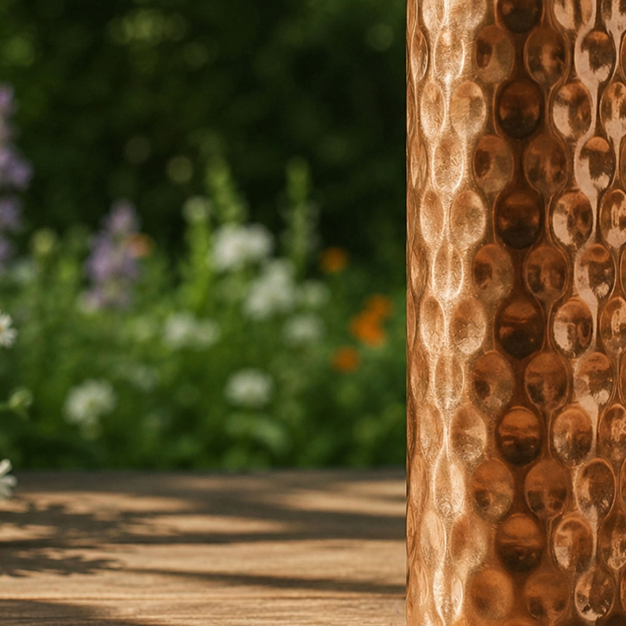 Special Edition Diamond-Cut Honeycomb Copper Water Bottle | Textured Anti-Slip Grip
