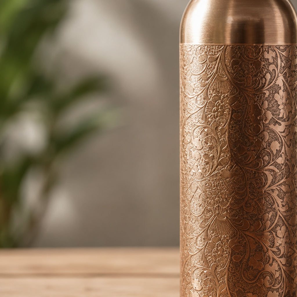 Special Edition Mandala Engraved Copper Water Bottle | Spiritual Wellness & Meditation Design